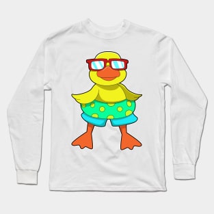 Duck with Swim ring & Sunglasses Long Sleeve T-Shirt